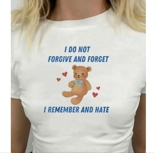 NEW Sassy Coquette Style "I Do Not Forgive" Teddy Bear & Hearts Graphic Baby Tee